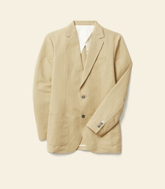 Men's Society Italian Cotton Linen Twill Blazer - Lightweight Smart Casual Jacket