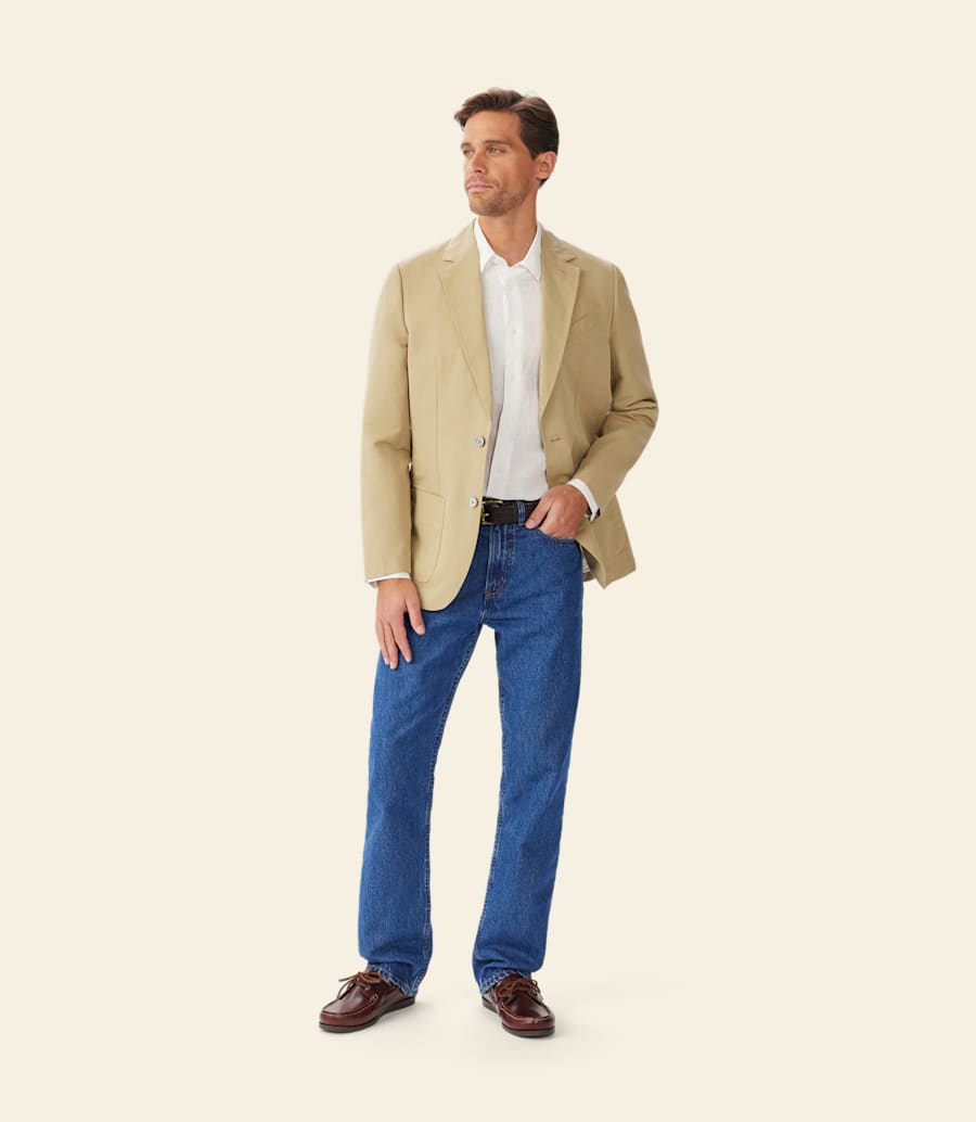 Men's Society Italian Cotton Linen Twill Blazer - Lightweight Smart Casual Jacket