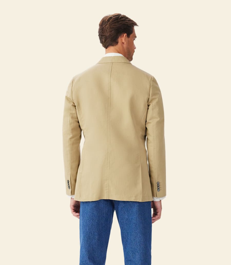 Men's Society Italian Cotton Linen Twill Blazer - Lightweight Smart Casual Jacket