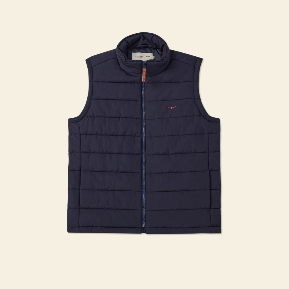 Patterson Creek Navy Puffer Vest with Longhorn Embroidery