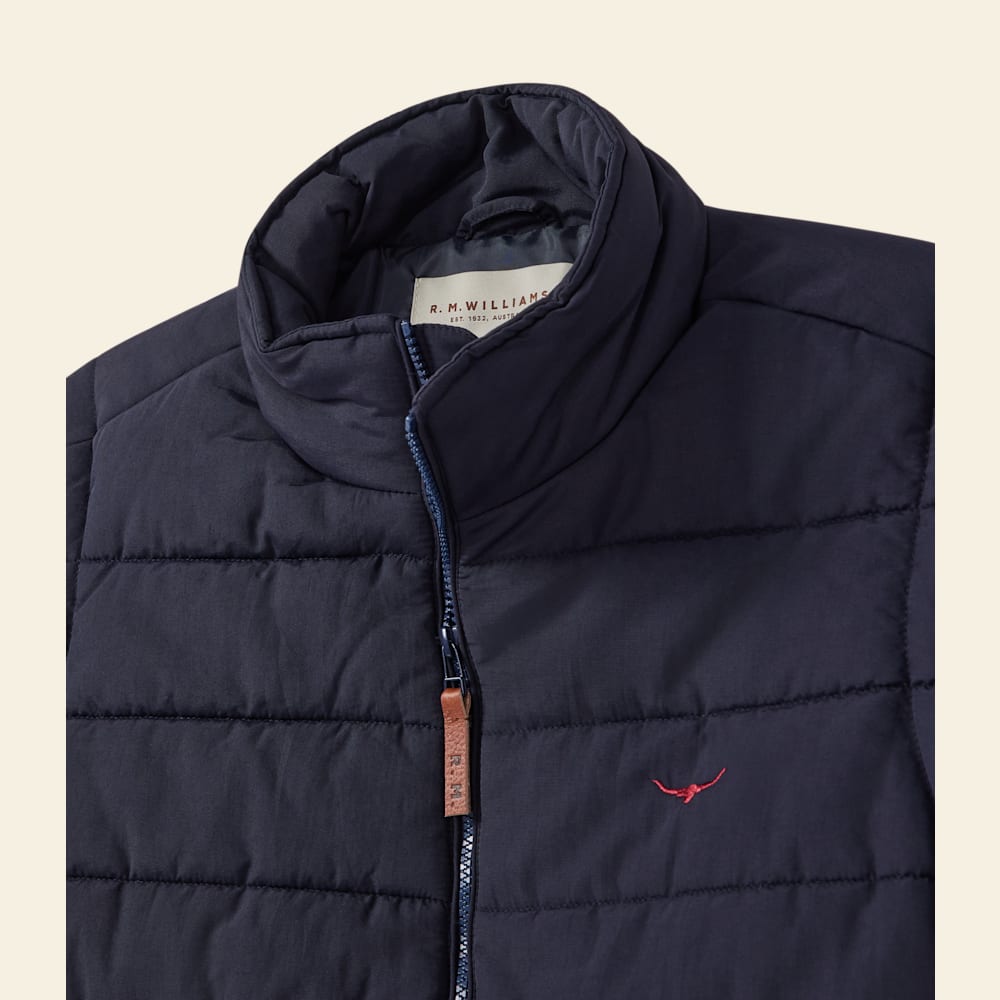 Patterson Creek Navy Puffer Vest with Longhorn Embroidery
