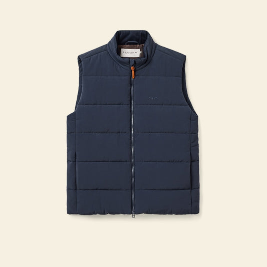 R.M.Williams Men's Padstow Navy Recycled Nylon Puffer Vest - Lightweight, Warm