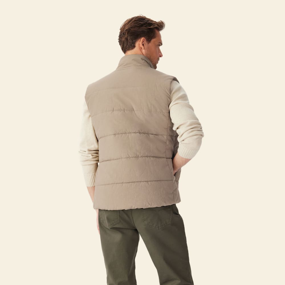 R.M.Williams Padstow Recycled Nylon Puffer Vest - Mud Brown, Functional Warmth