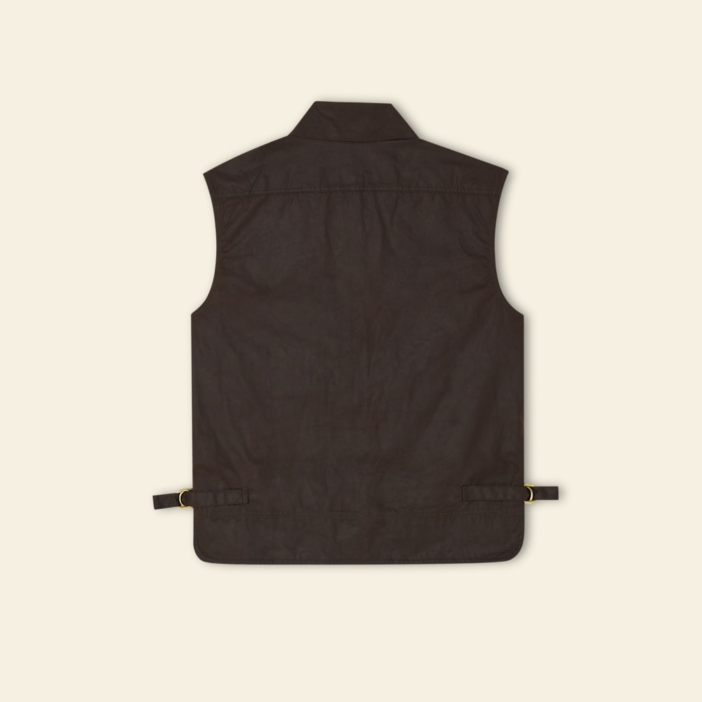 Men's Durable Brown Oilskin Cotton Ringer Vest - R.M.Williams Outdoor Gear