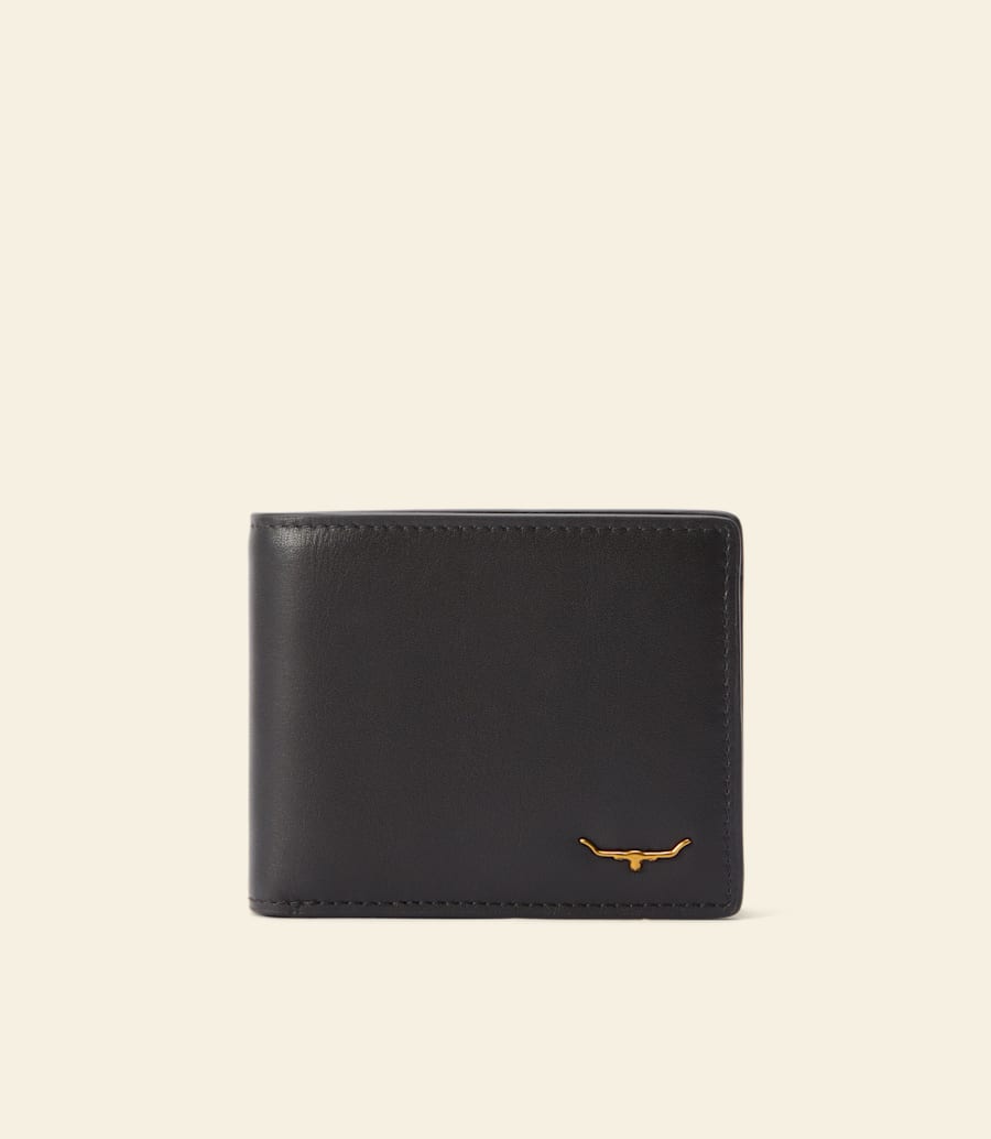 R.M.Williams Black Smooth Leather Bifold Wallet with Coin Pocket RFID