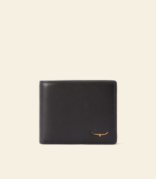 R.M.Williams Black Smooth Leather Bifold Wallet with Coin Pocket RFID