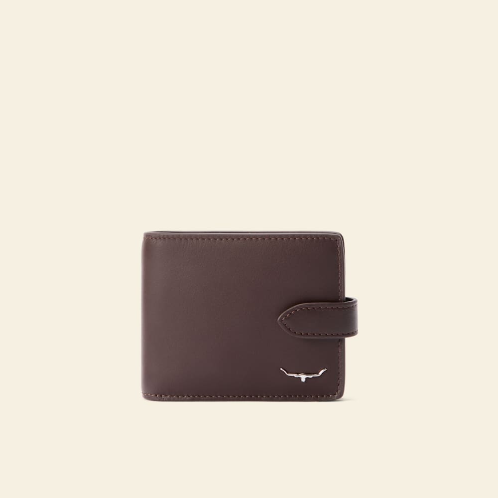 Chestnut Full-Grain Leather Wallet with Pocket and Tab