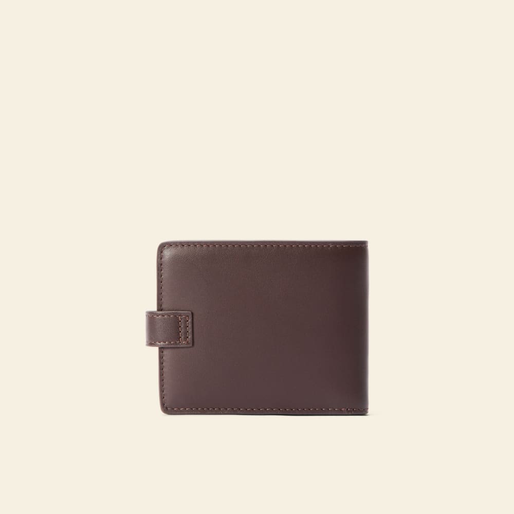 Chestnut Full-Grain Leather Wallet with Pocket and Tab