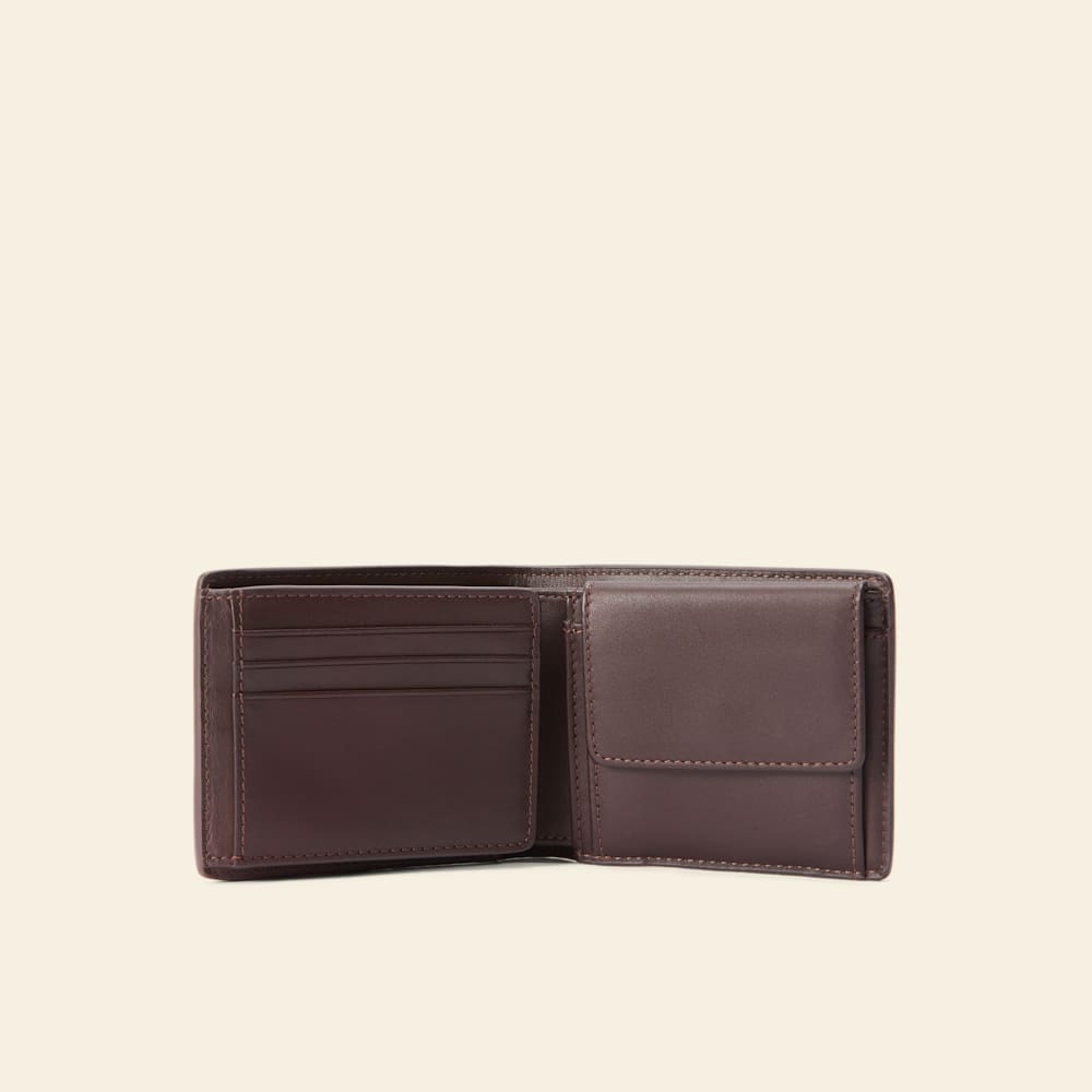 Chestnut Full-Grain Leather Wallet with Pocket and Tab