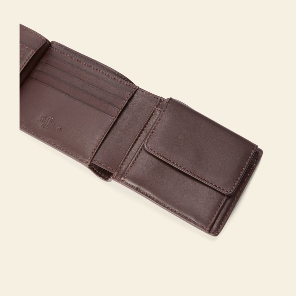 Chestnut Full-Grain Leather Wallet with Pocket and Tab