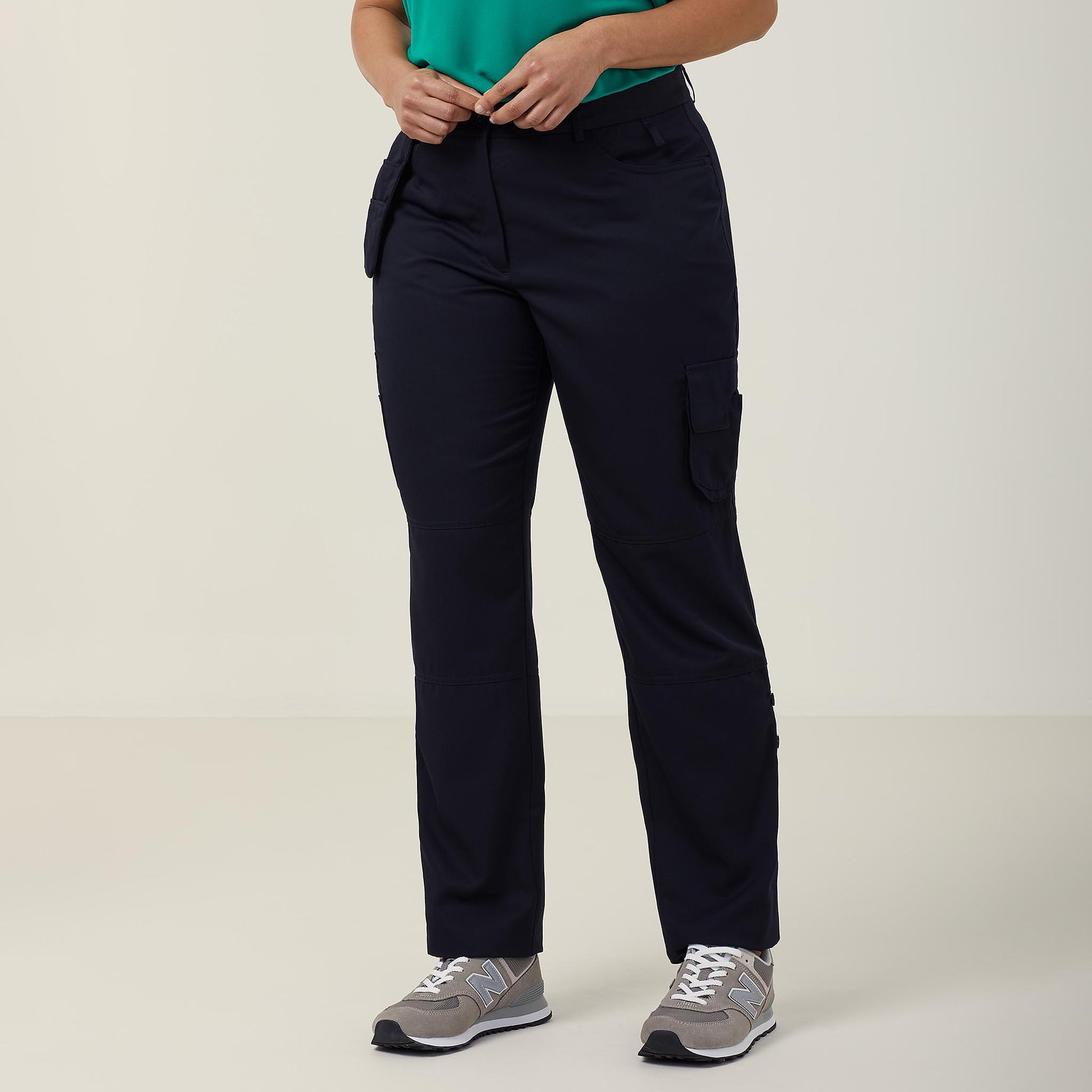 NNT Women's Durable Gabardine Flex Waist Cargo Pants - Ink Navy Workwear