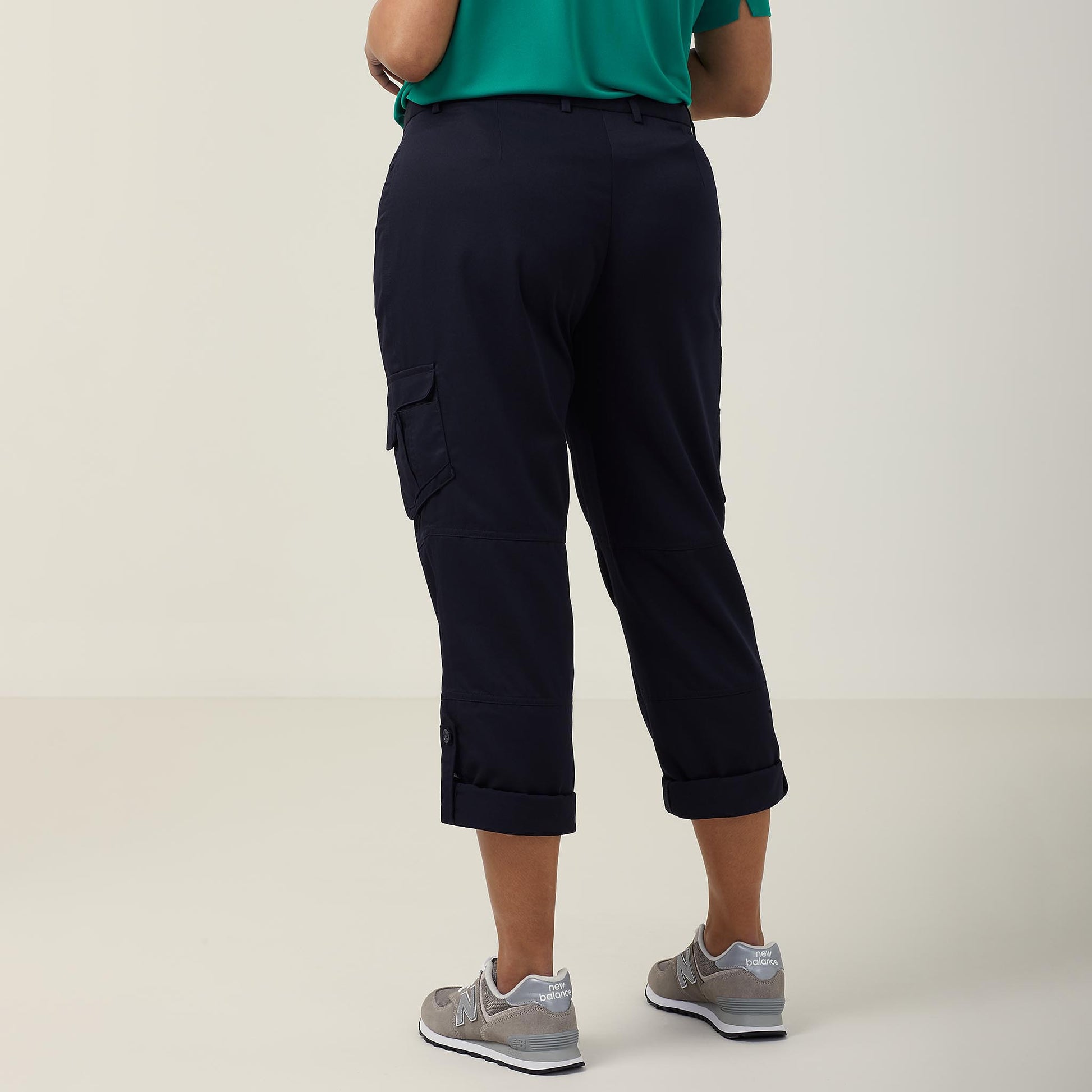 NNT Women's Durable Gabardine Flex Waist Cargo Pants - Ink Navy Workwear