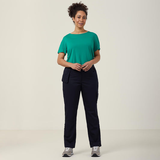 NNT Women's Durable Gabardine Flex Waist Cargo Pants - Ink Navy Workwear
