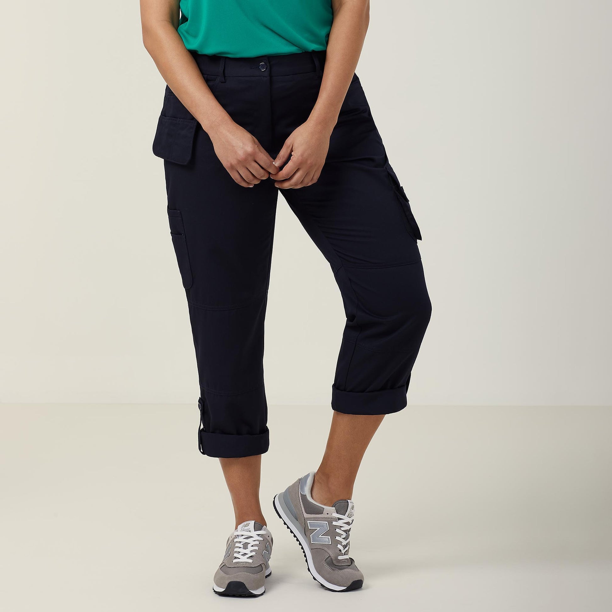 NNT Women's Durable Gabardine Flex Waist Cargo Pants - Ink Navy Workwear