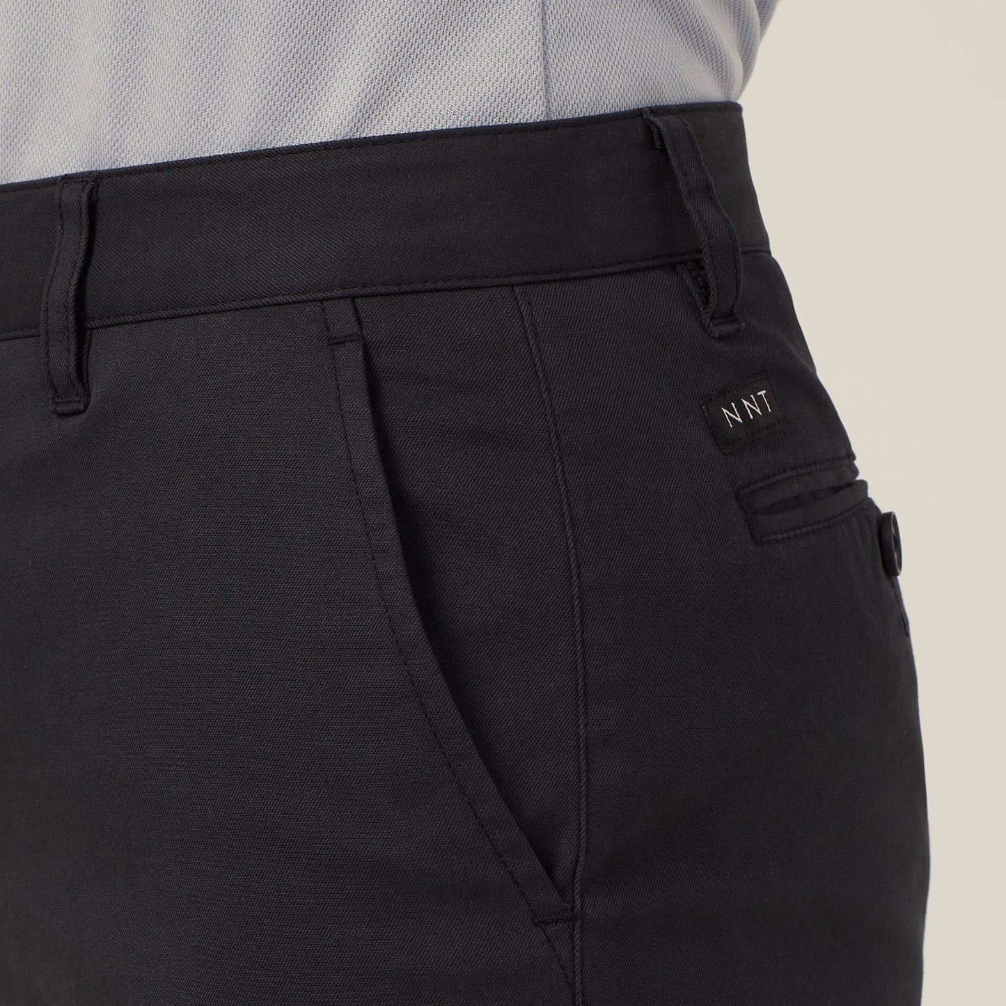 NNT Women's Black Slim-Leg Stretch Cotton Chino Pant with High-Rise Waist