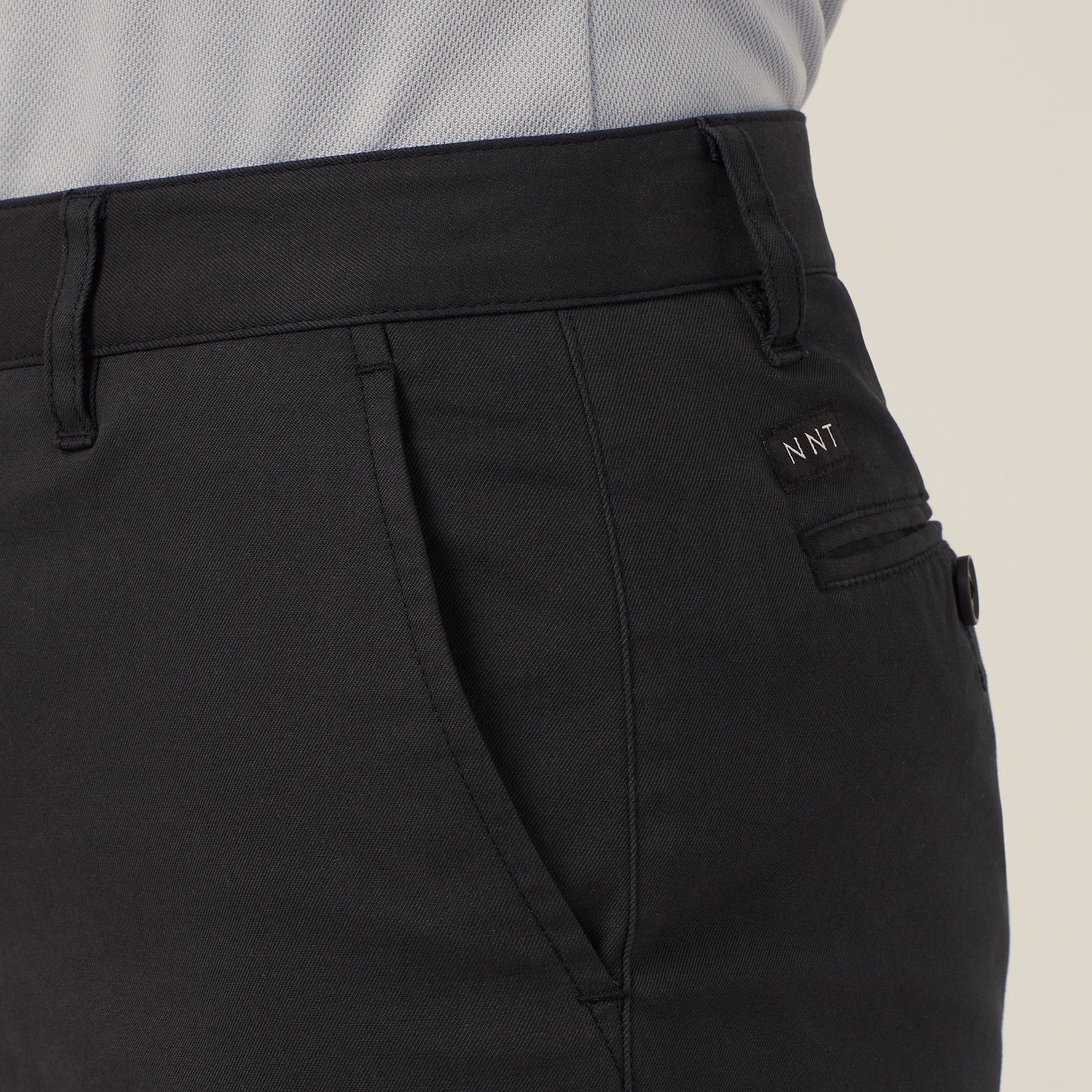 NNT Women's Black Slim-Leg Stretch Cotton Chino Pant with High-Rise Waist