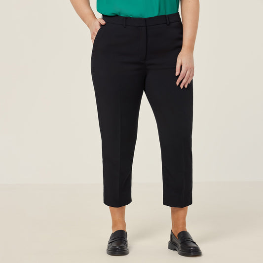 NNT Women's Black Crepe Stretch High-Waist Cropped 3/4 Pant