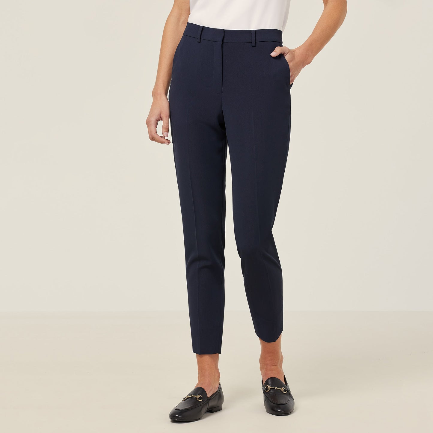 NNT Women's Black Crepe Stretch High-Waist Cropped 3/4 Pant