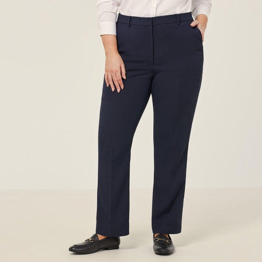 NNT Women's Navy Crepe Stretch High Waist Straight Leg Work Pants