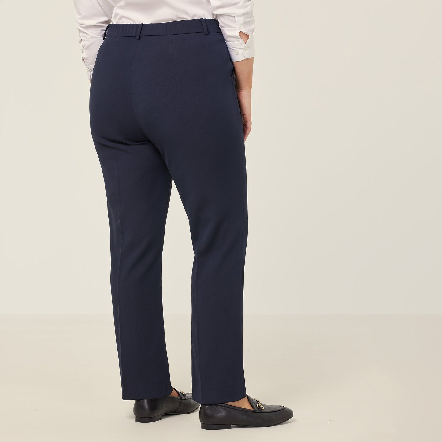 NNT Women's Navy Crepe Stretch High Waist Straight Leg Work Pants