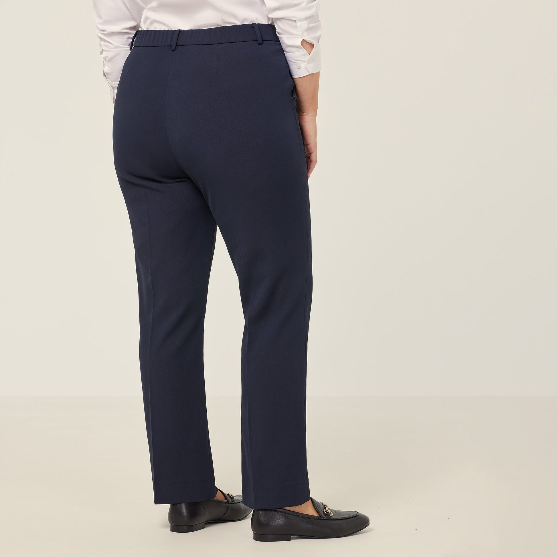 NNT Women's Navy Crepe Stretch High Waist Straight Leg Work Pants