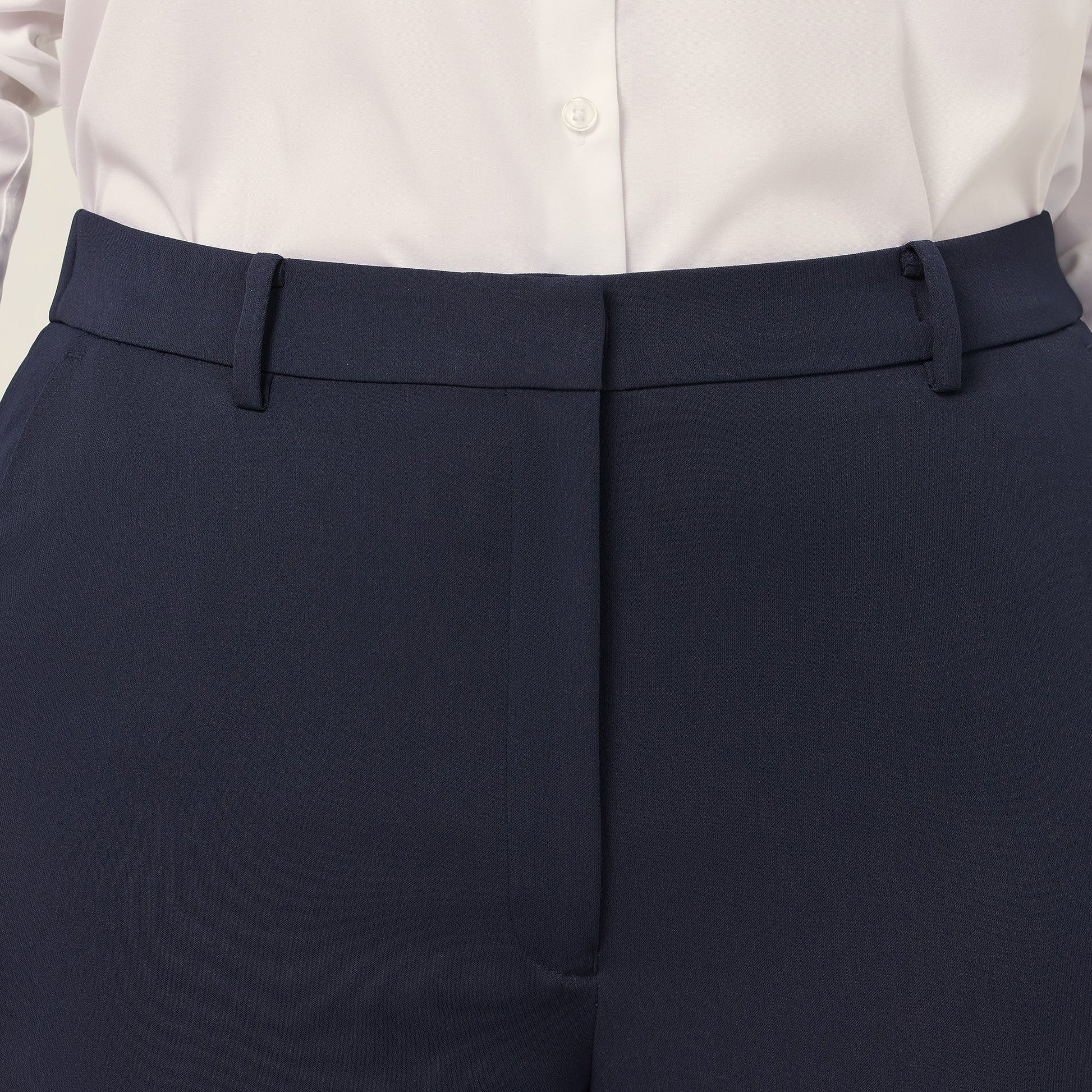NNT Women's Navy Crepe Stretch High Waist Straight Leg Work Pants