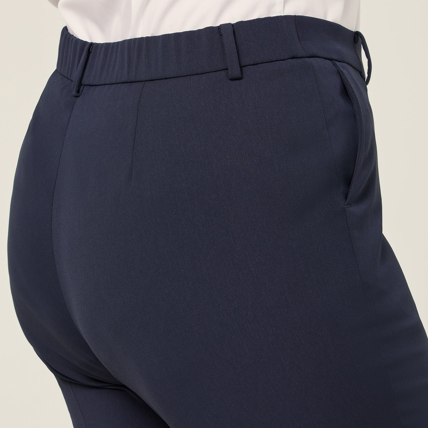 NNT Women's Navy Crepe Stretch High Waist Straight Leg Work Pants