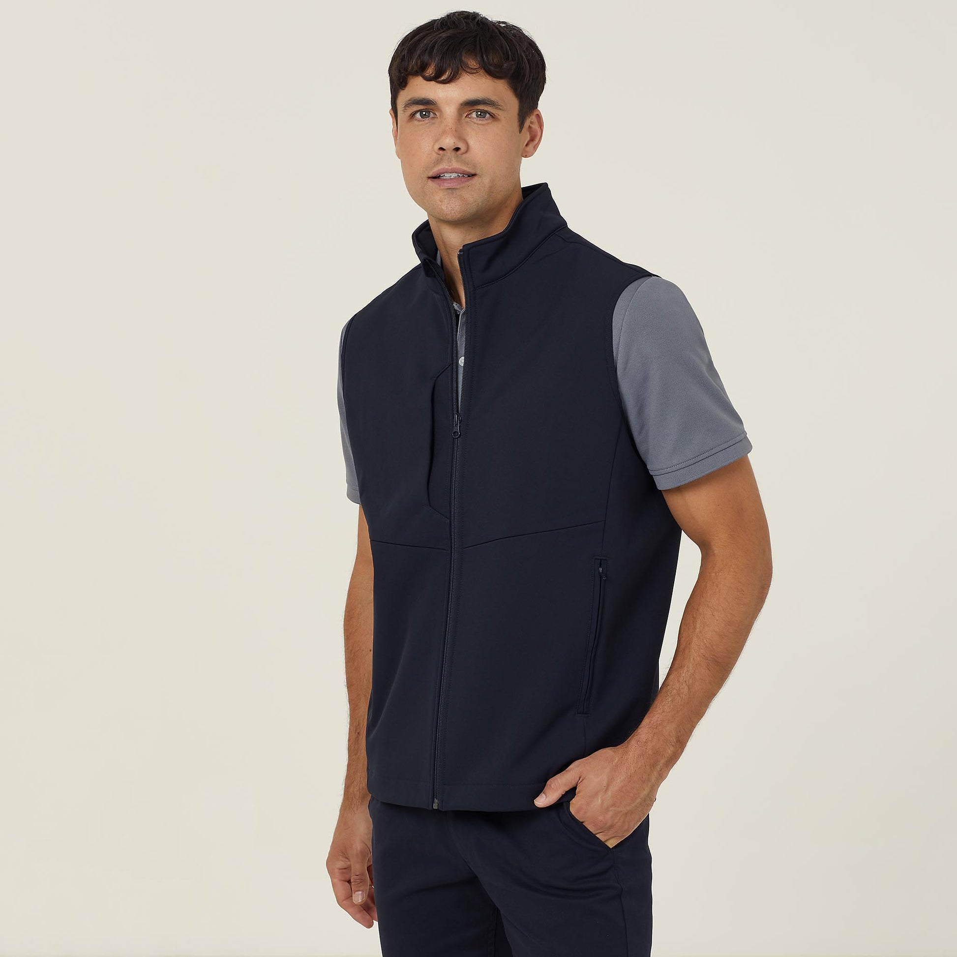 NNT Men's Durable Bonded Fleece Zip Vest - Navy Workwear Essential