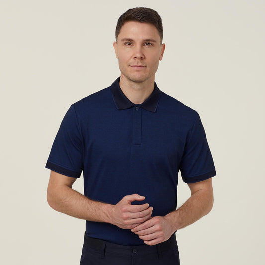 Women's NNT Textured Cotton Poly Short Sleeve Polo Shirt - Blue/Navy, Regular Fit