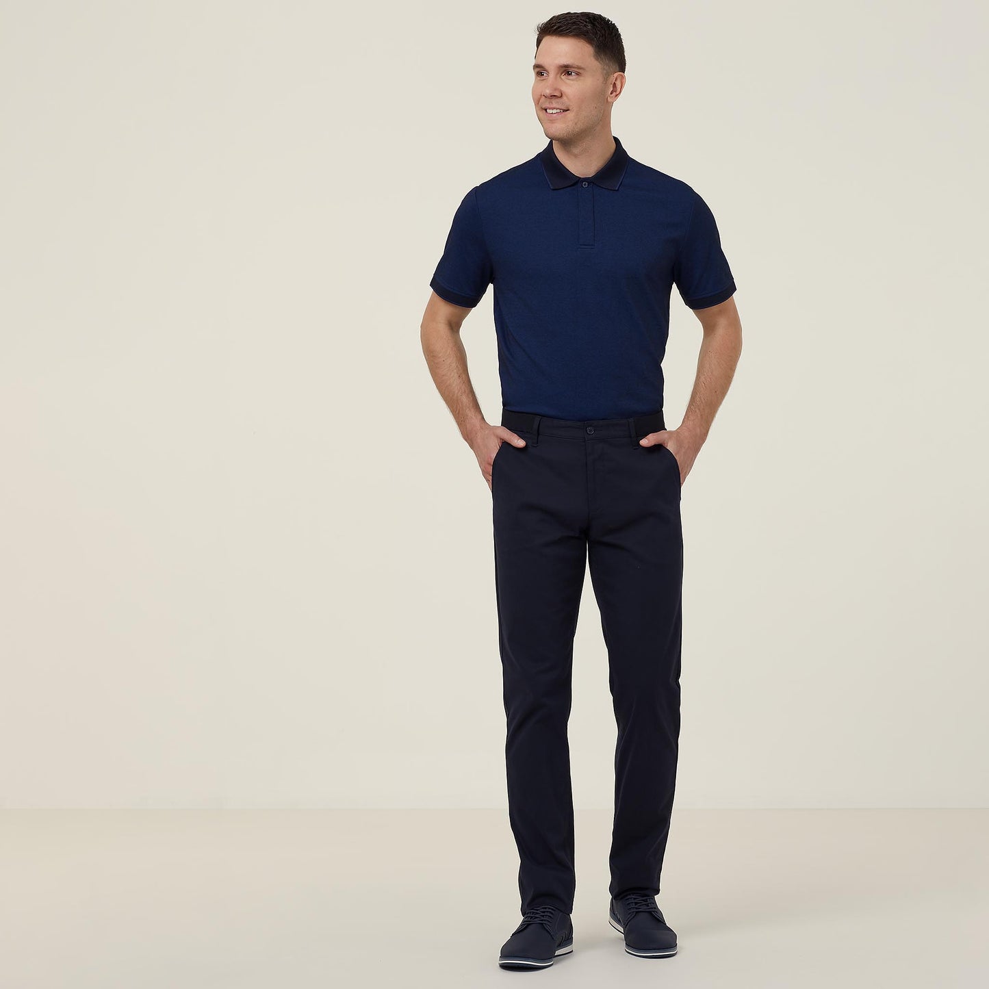Women's NNT Textured Cotton Poly Short Sleeve Polo Shirt - Blue/Navy, Regular Fit